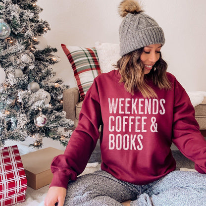 Weekends Coffee & Books Sweatshirt - Bücherwurm Geschenk - GiftHaus