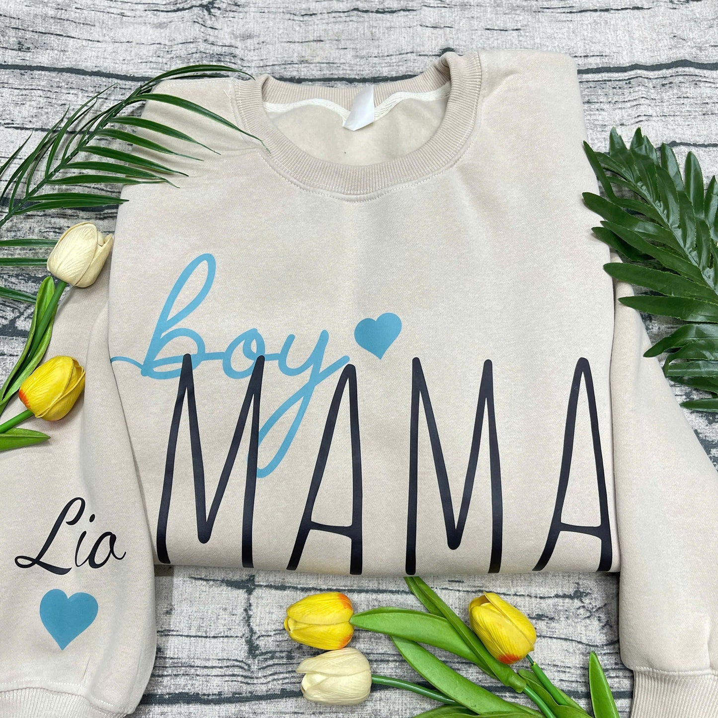 Personalisierter Boy Mama Sweatshirt mit Kindernamen
